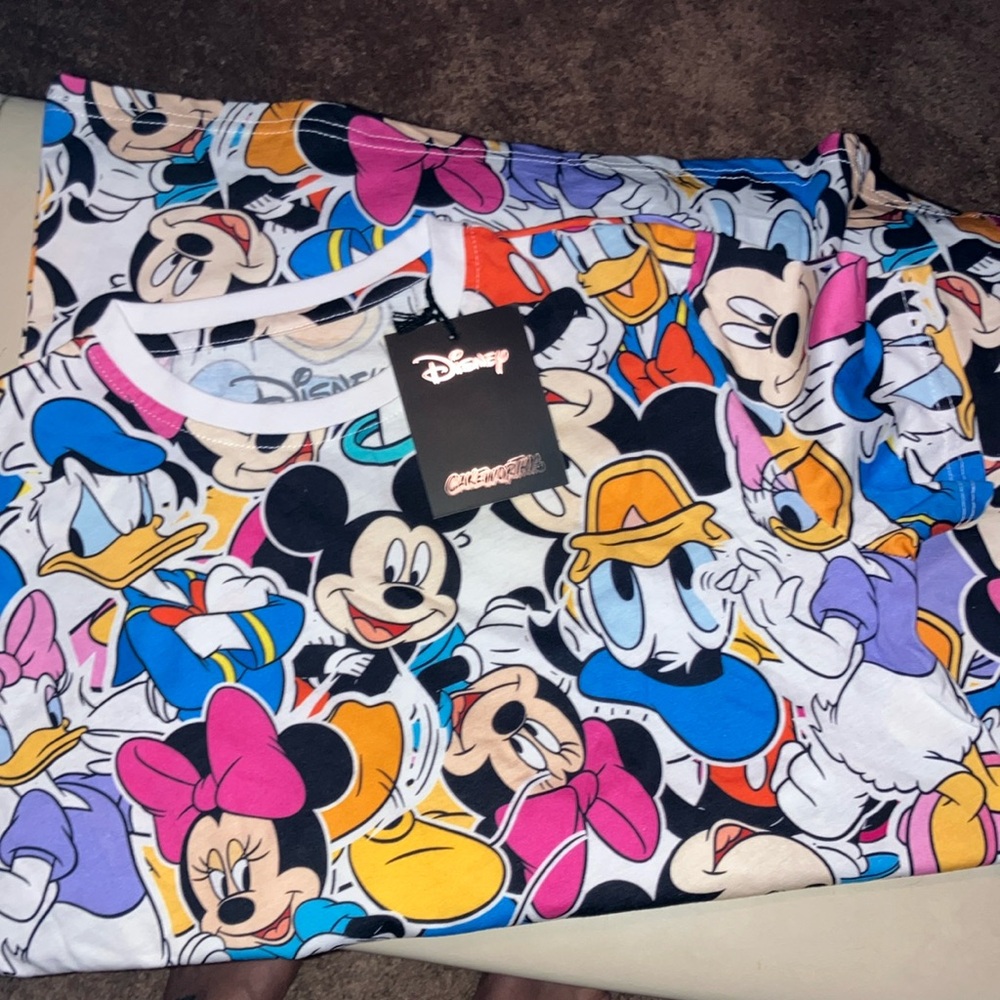 Disney Pink and Blue Pajama Tops Vibrant Character Print